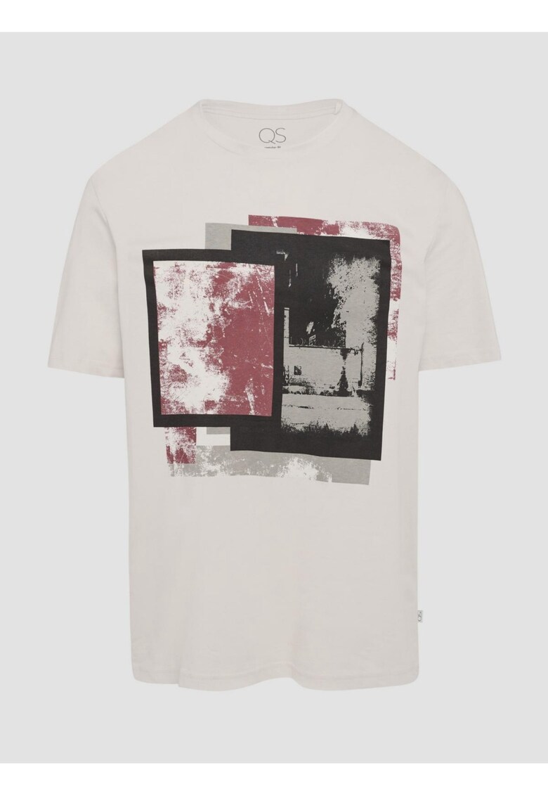 Tricou barbati cu imprimeu abstract in partea din fata - Q/S by s.Oliver - Crem
