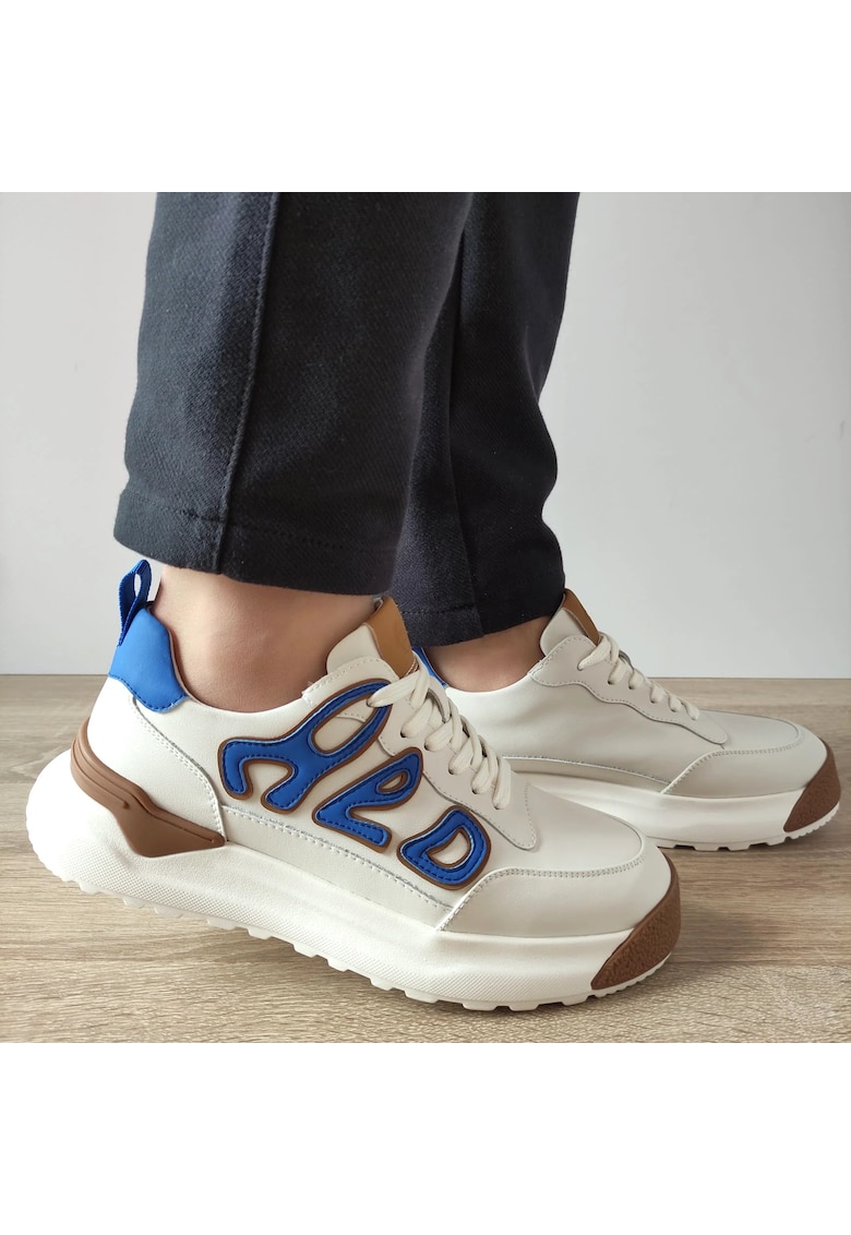 Pantofi Casual Barbati 10001 Albi + Albastru - Alb + Albastru - Alb/Albastru