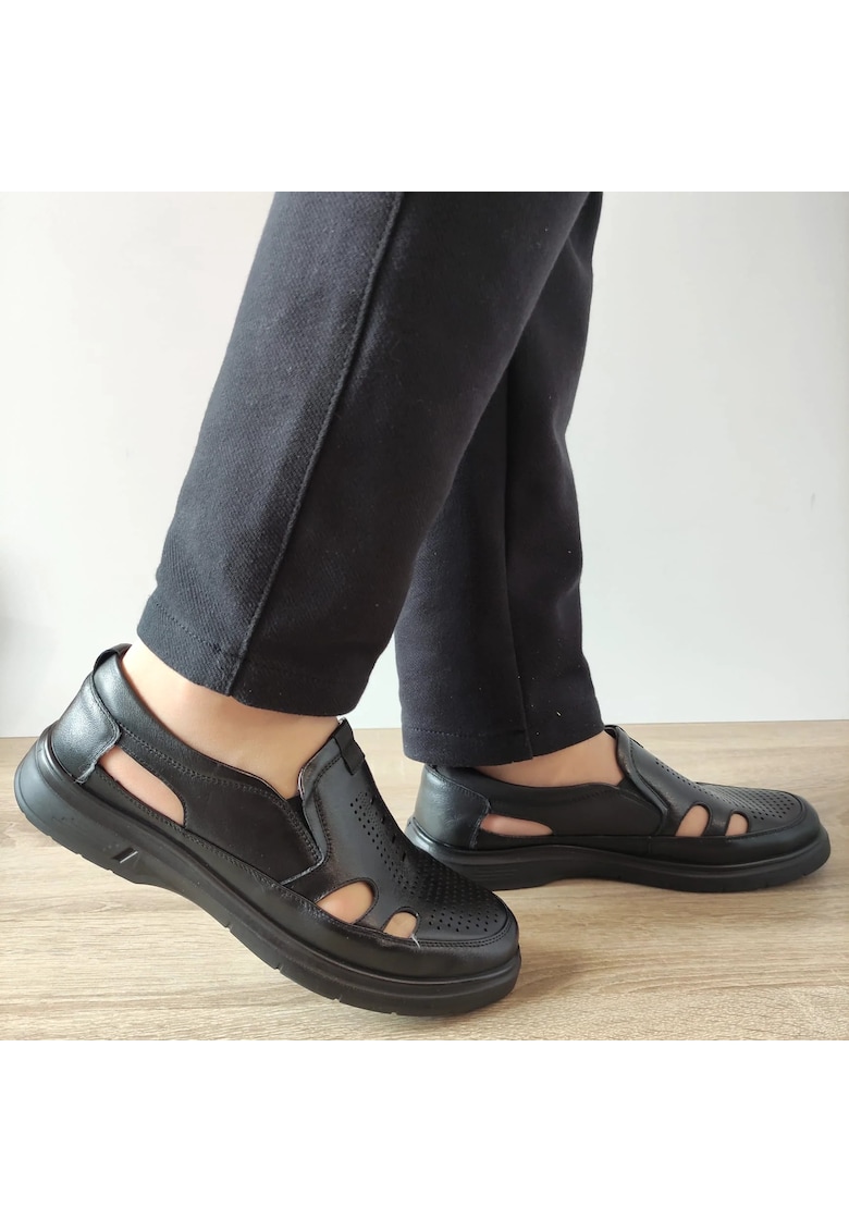 Pantofi Perforati Barbati 883L99 Negri.Jpg - Negru