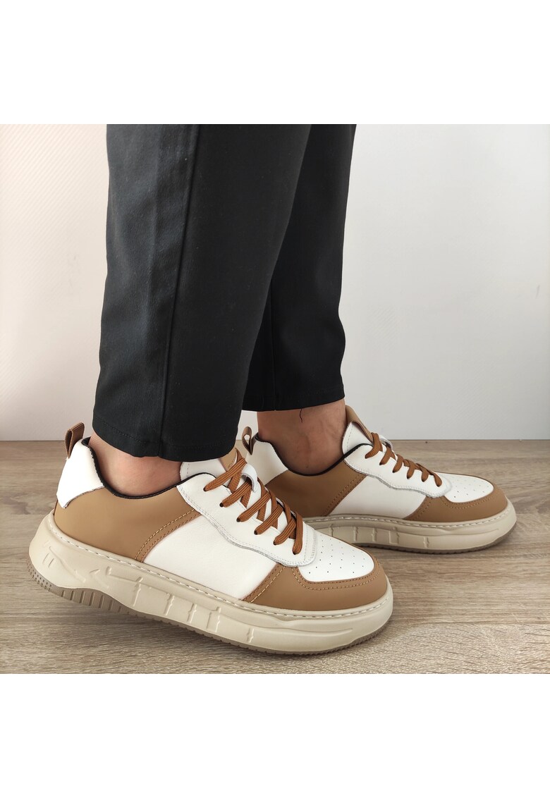 Pantofi Casual Barbati 8268 Cream Cu Taupe - Cream Cu Taupe - Bej/Crem