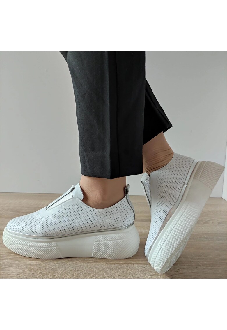 Pantofi Perforati Dama 3324-1 Albi - Alb - Alb