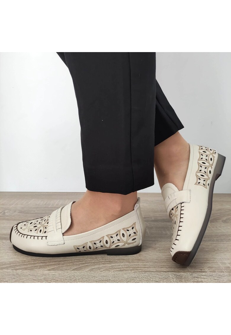 Pantofi Perforati Dama Lqn03 Crem - Crem - Crem