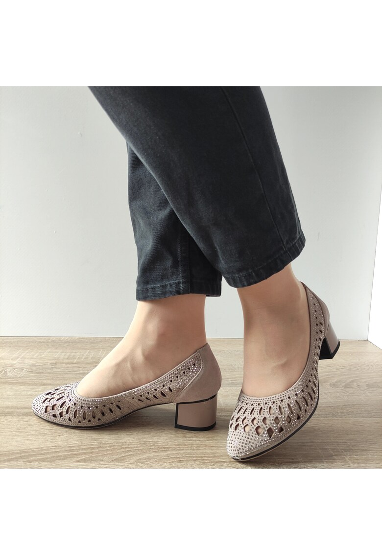 Pantofi Perforati Dama Epica - Roz/Nude