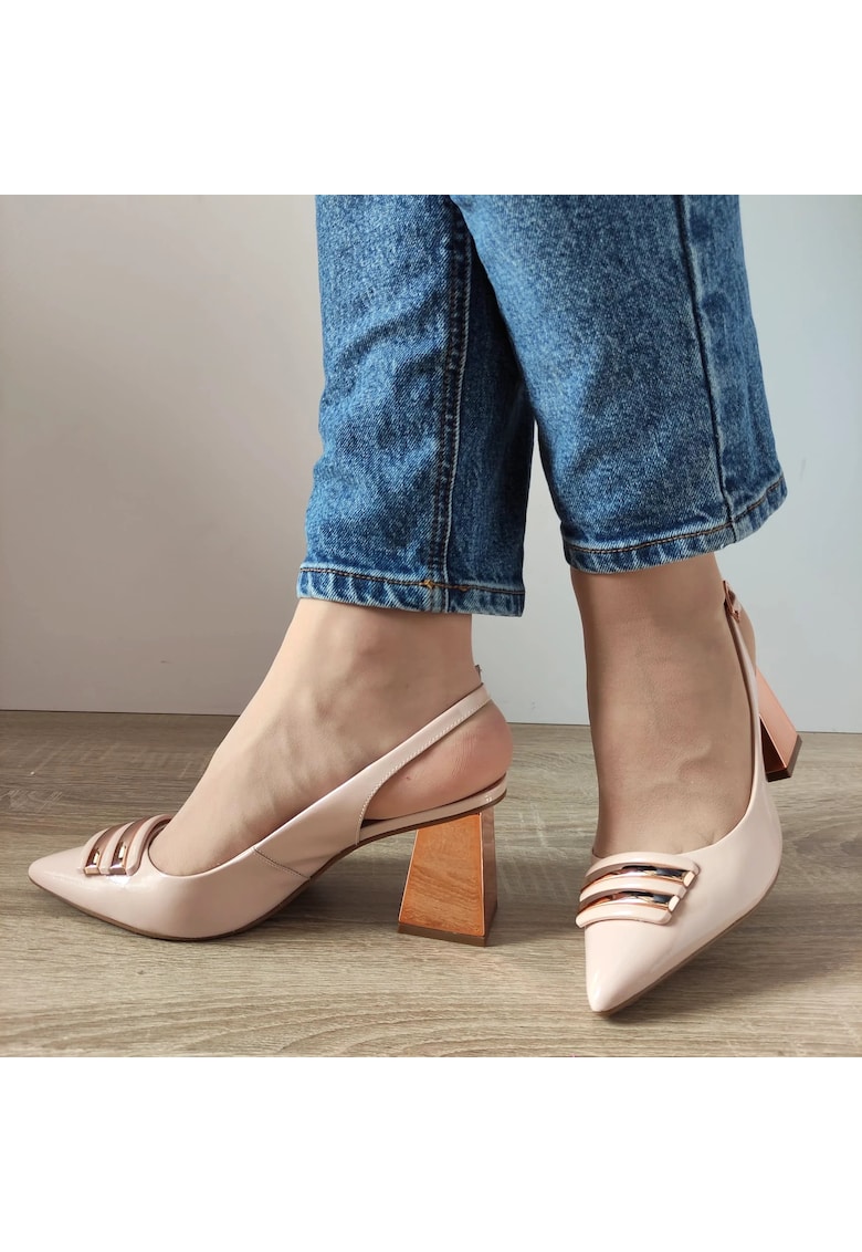 Pantofi Decupati Dama 11166-404-665 Bej Lac - Bej Lac