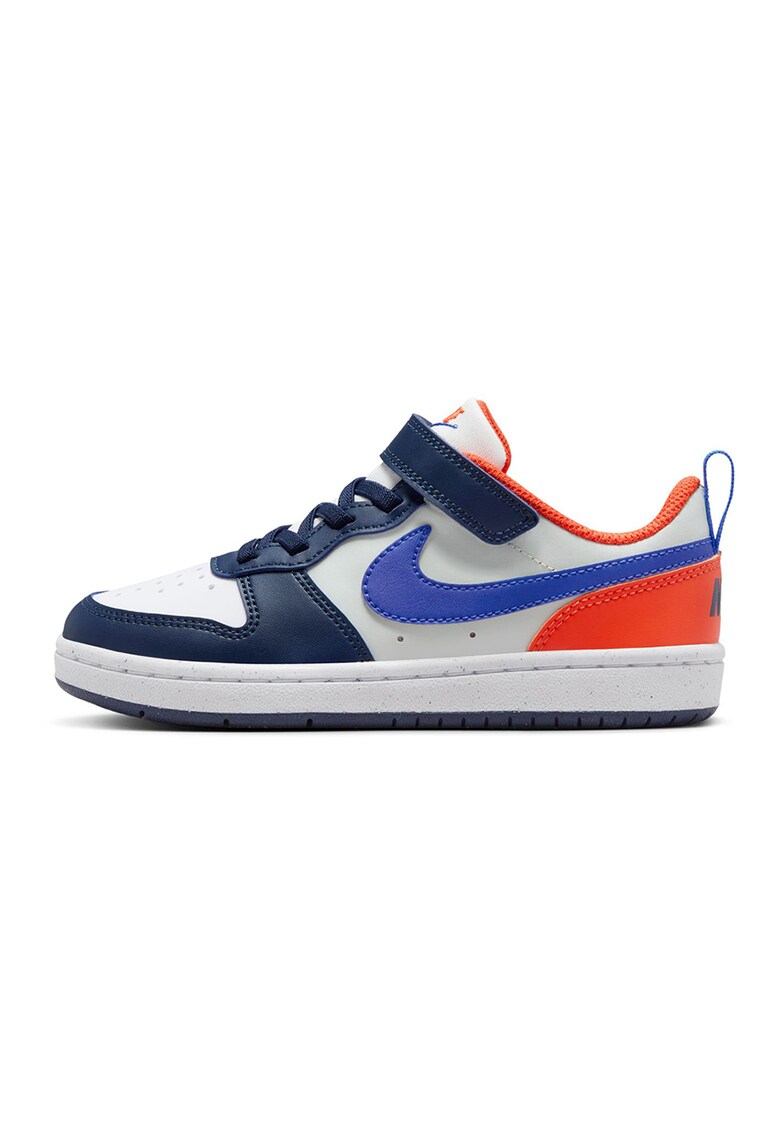 Pantofi sport Court Borough din piele ecologica cu inchidere velcro - Alb/Portocaliu/Bleumarin