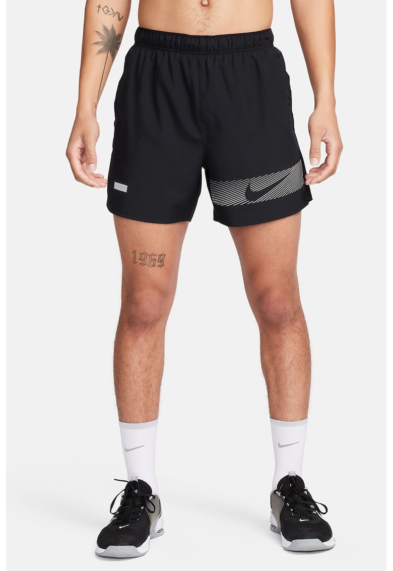 Pantaloni scurti cu imprimeu logo - pentru alergat - Negru