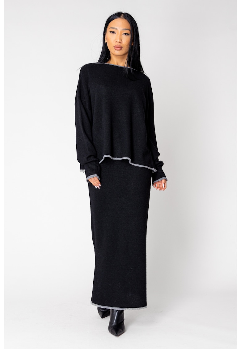 Set Sylvie cu fusta mix lana si casmir Black 15001