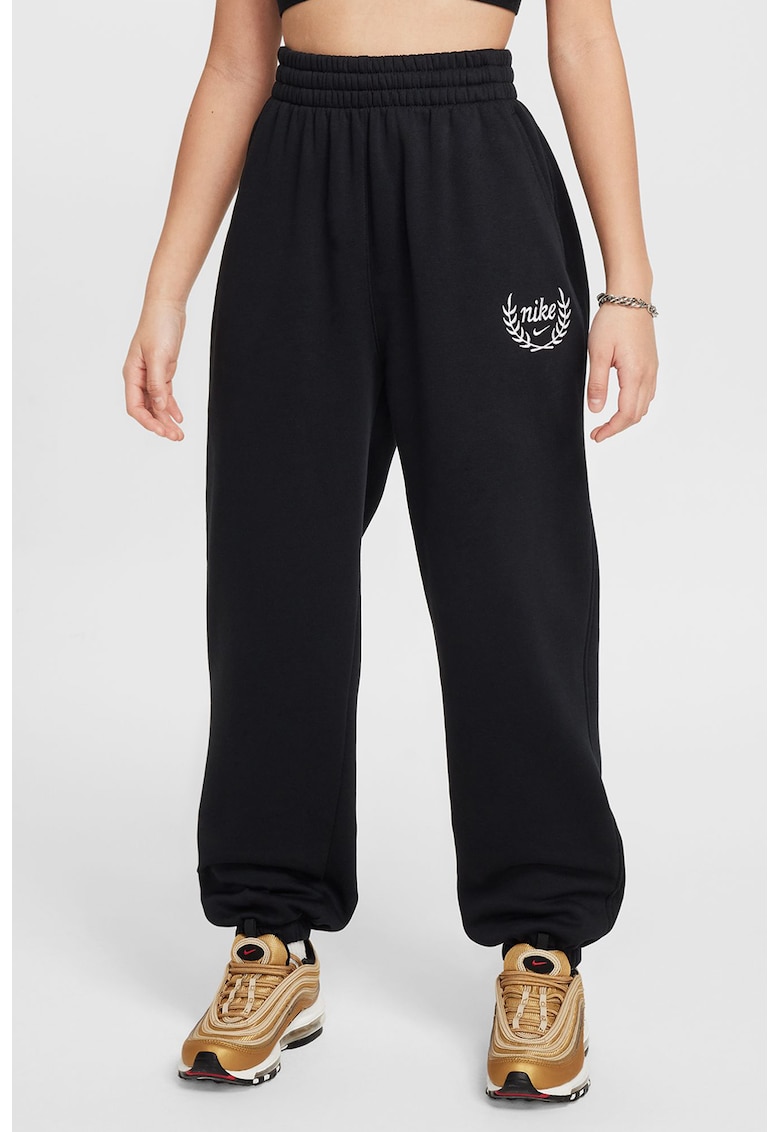 Pantaloni de trening din amestec de bumbac cu logo brodat - Negru