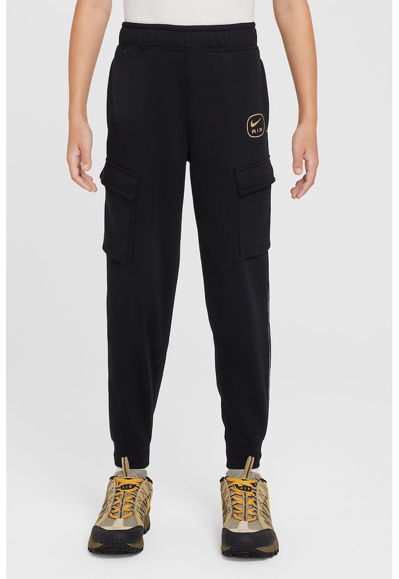 Pantaloni de trening cargo cu snur in talie - Negru