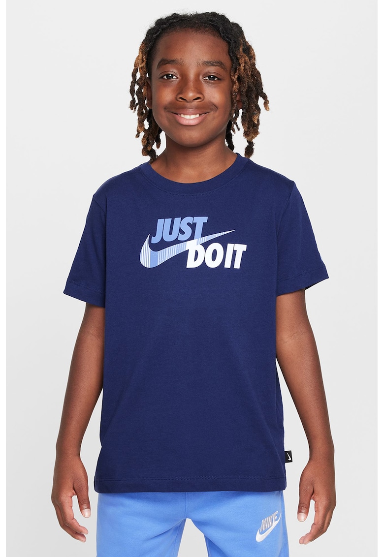 Tricou de bumbac cu imprimeu logo - pentru fotbal - Albastru indigo