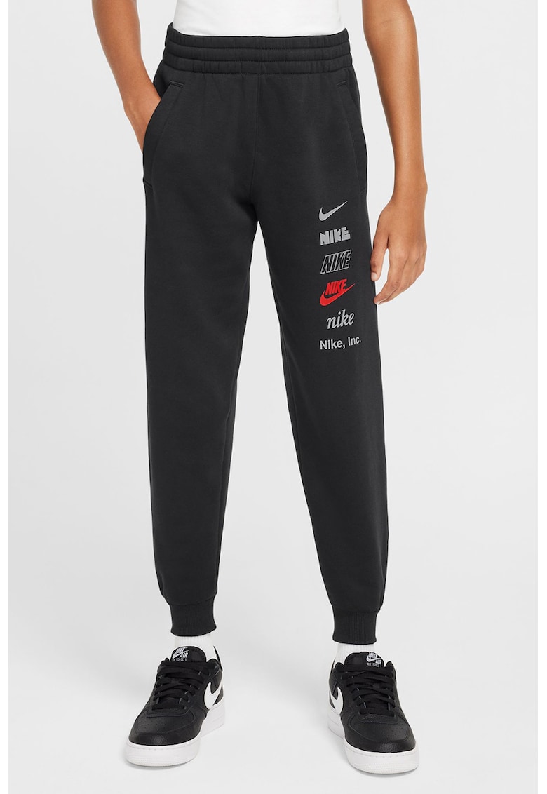 Pantaloni de trening din amestec de bumbac cu imprimeu logo - Negru