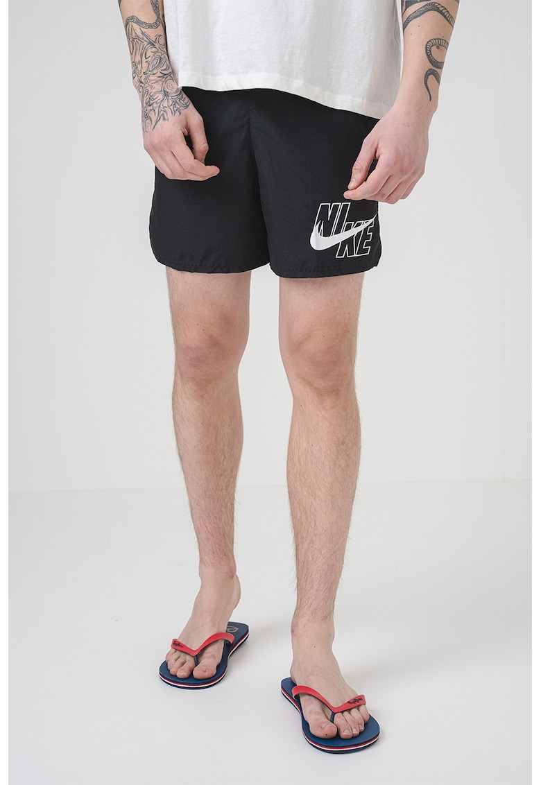 Pantaloni scurti de baie cu snur - Negru/Alb optic