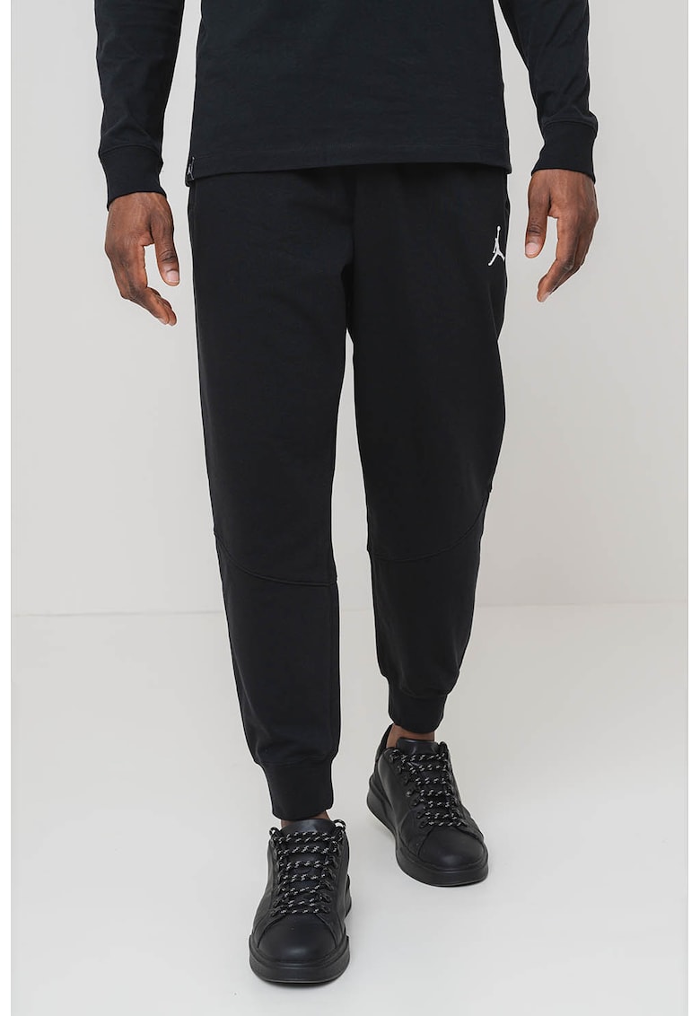 Pantaloni sport cu snur in talie - Negru/Alb optic
