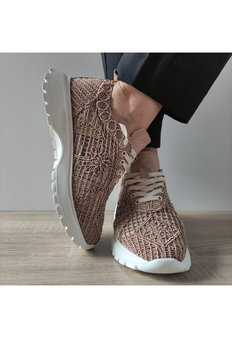 Pantofi Perforati Casual Dama 303 - Taupe