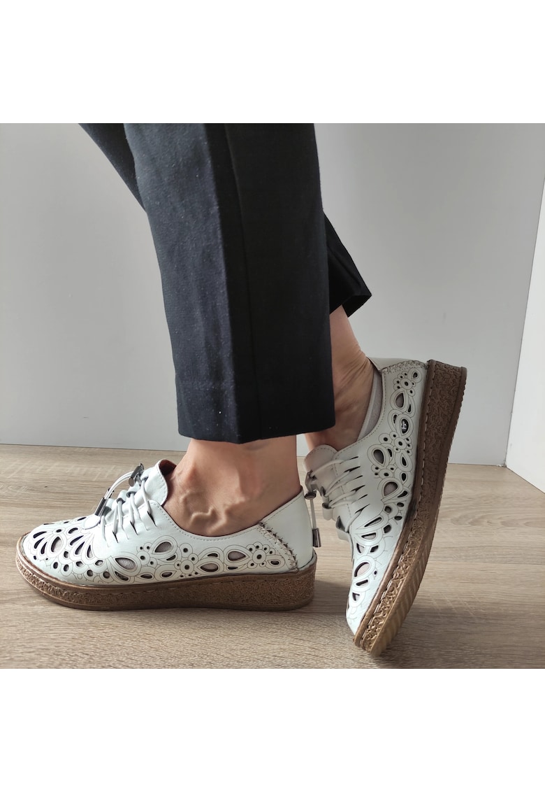 Pantofi Perforati Dama 7154-1 Albi - Alb -