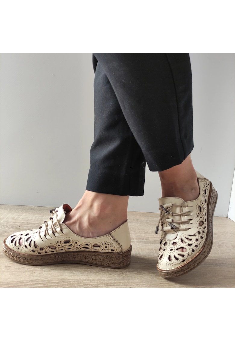 Pantofi Perforati Dama 7154-1 - Bej -