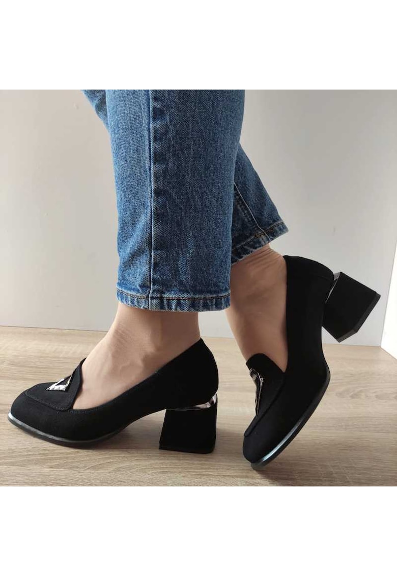 Pantofi Casual Dama E1649 19 Negri Velur - Black - Negru