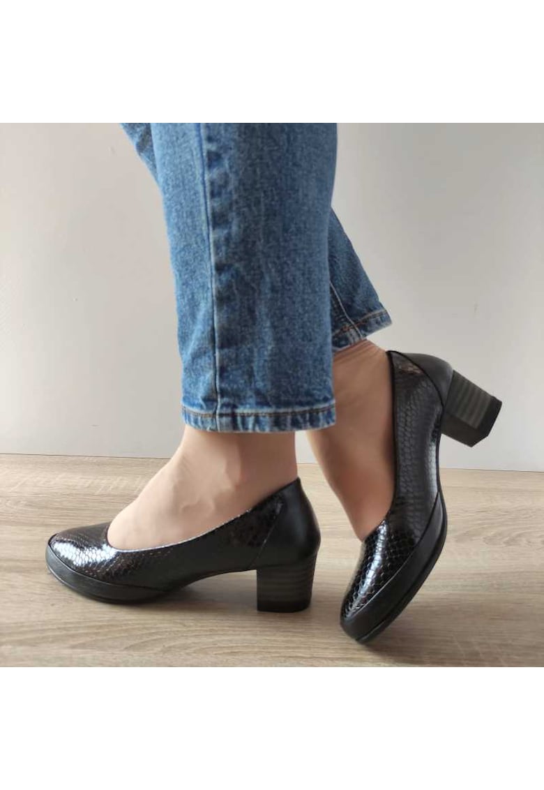 Pantofi Casual Dama 006-100 Negri + Croco - Black