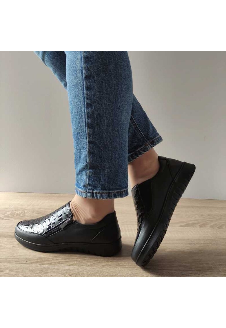 Pantofi Casual Dama H-0011 Negri + Croco - Black