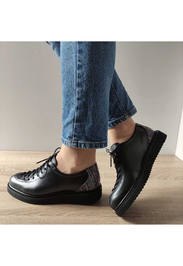 Pantofi Casual Dama 106 Negri + Croco - Black - Negru