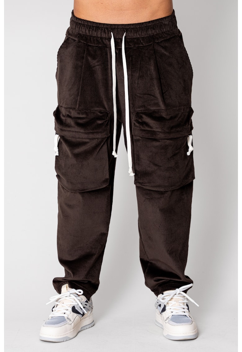 Pantaloni Cargo lung din reiat Brown 15048