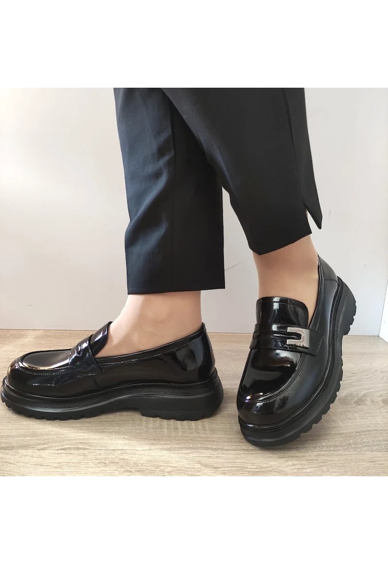 Pantofi Casual Dama S80226-1Lt Negri Lac - Black - Negru