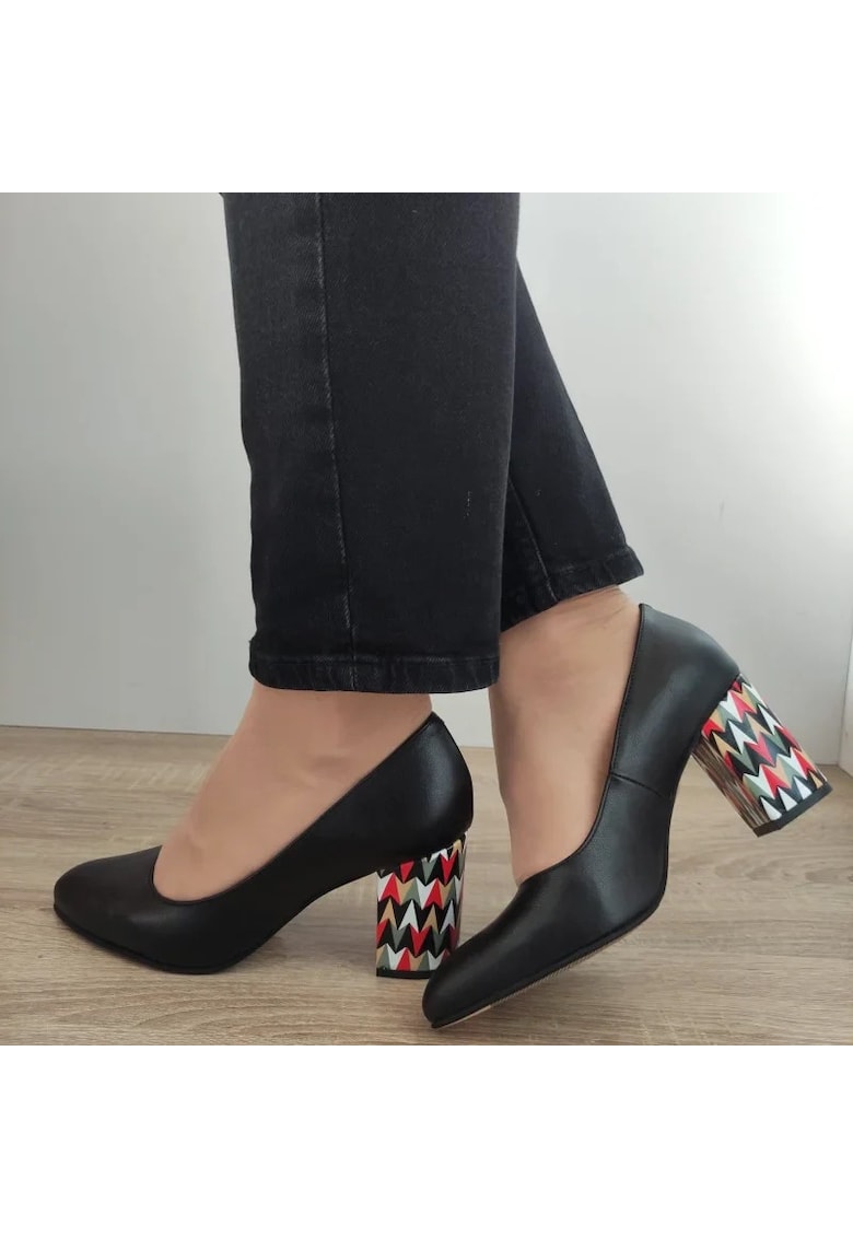Pantofi Eleganti Dama 470-44 Negri + Toc Color - Black