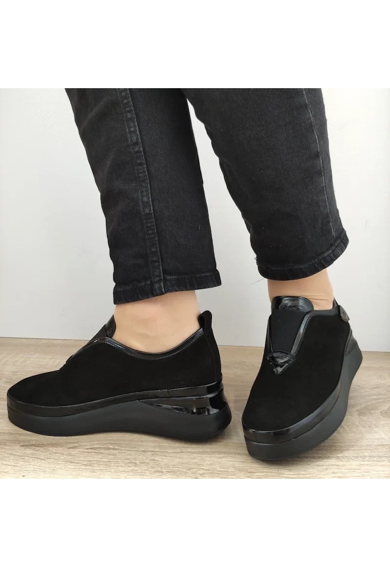 Pantofi Casual Dama 061 K001 Negri Velur - Black - Negru