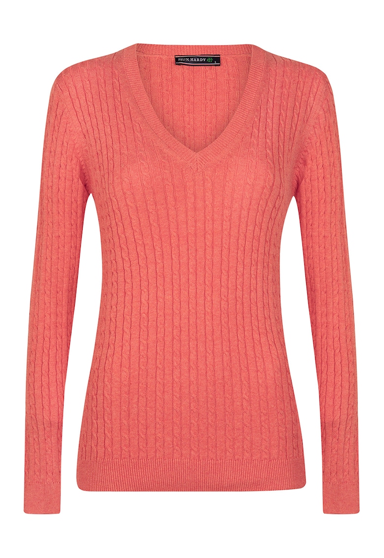 Pulover cu model torsade si decolteu in V