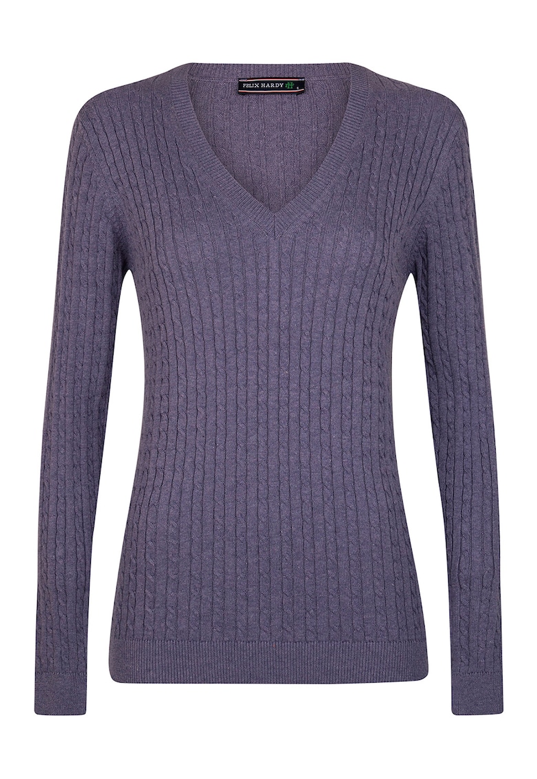 Pulover cu model torsade si decolteu in V