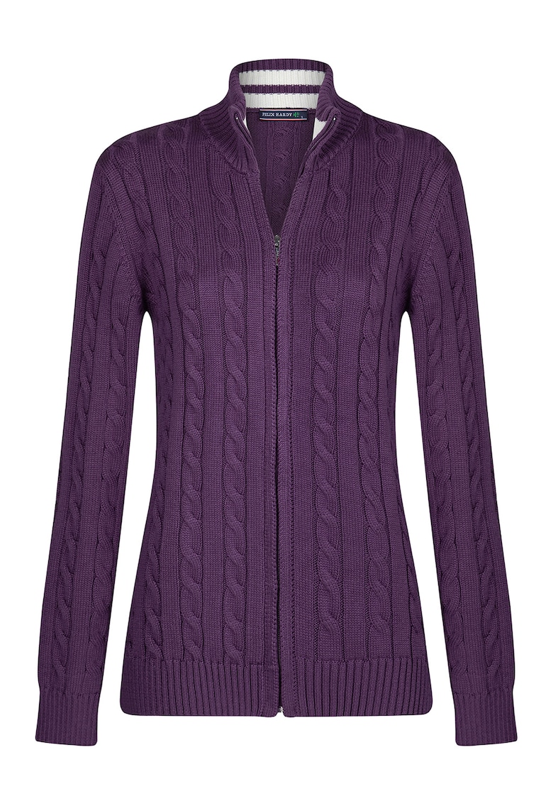 Cardigan cu fermoar si model torsade