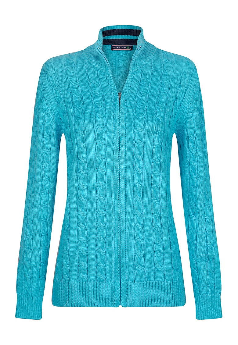 Cardigan cu fermoar si model torsade