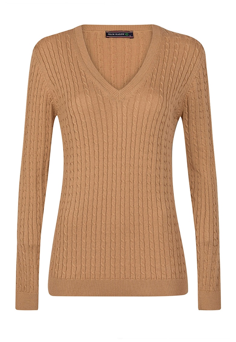 Pulover cu model torsade si decolteu in V