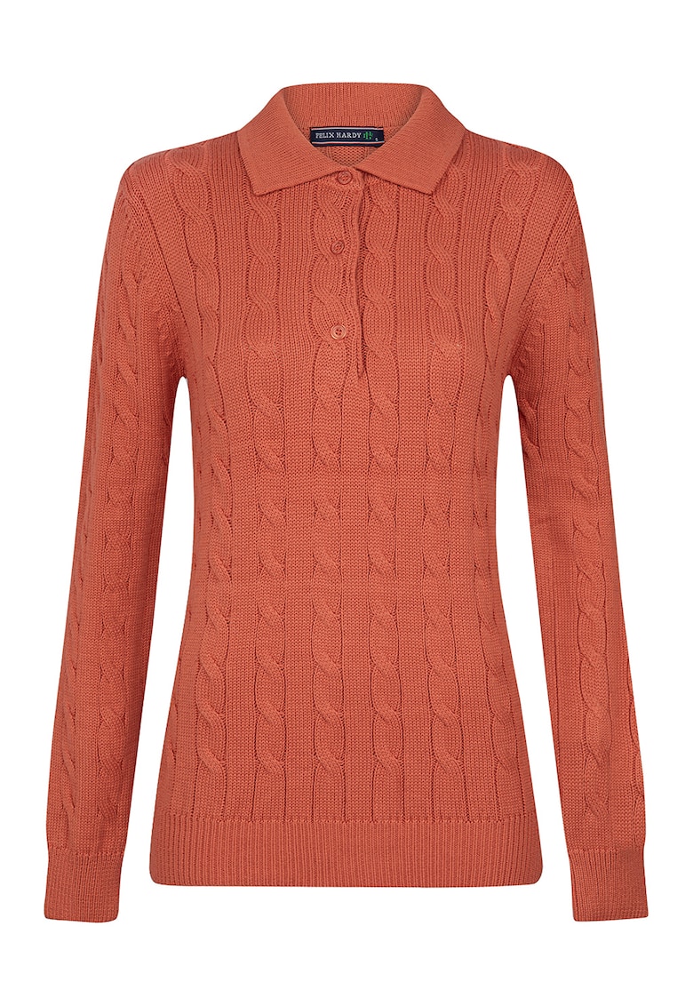 Pulover polo cu model torsade - Caramiziu