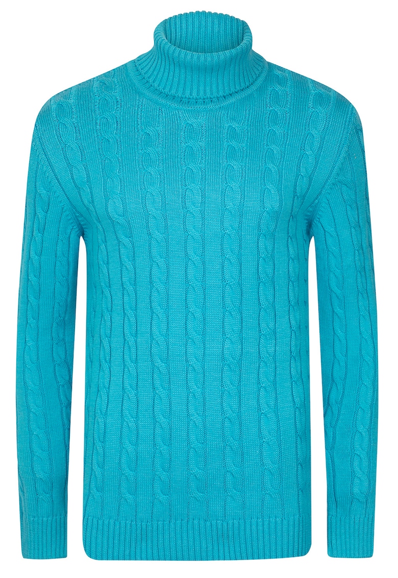 Pulover din amestec de bumbac cu guler inalt