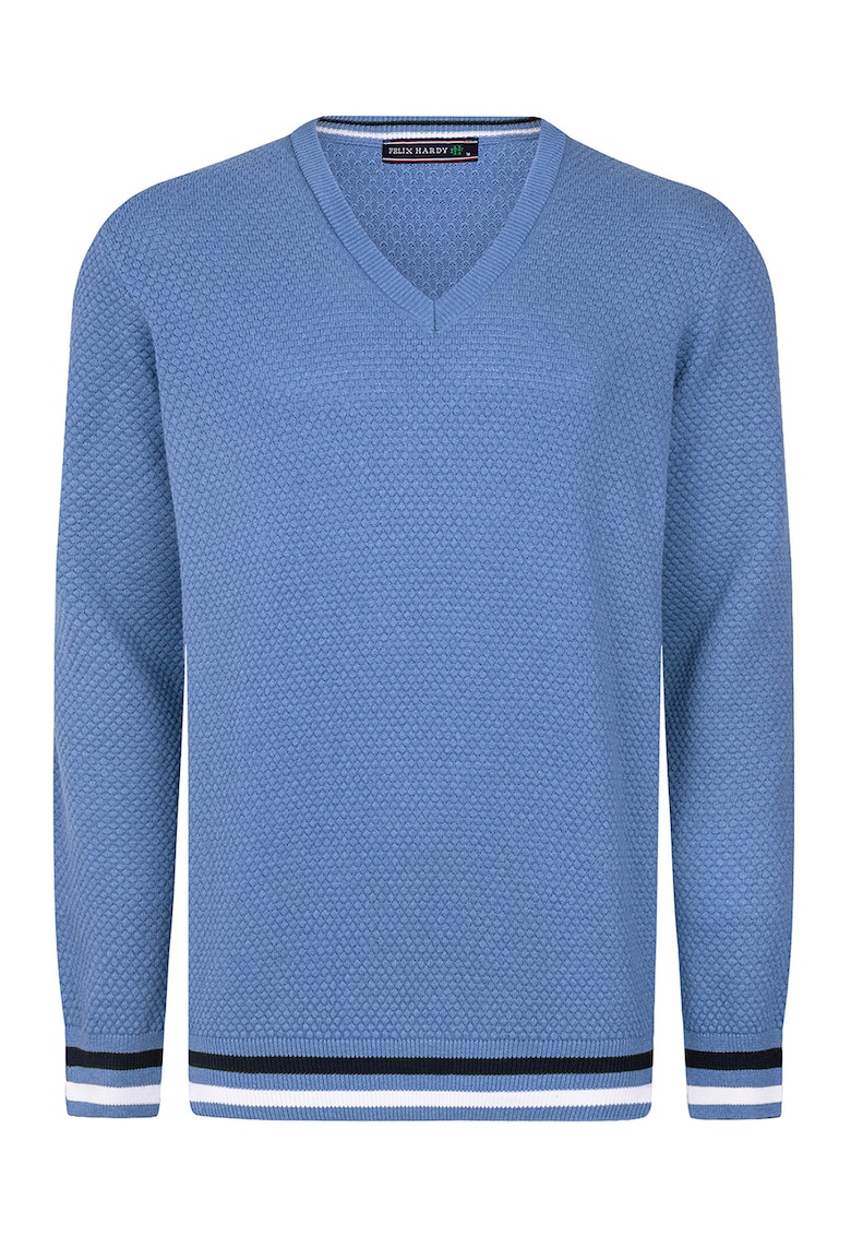 Pulover din bumbac cu decolteu in V