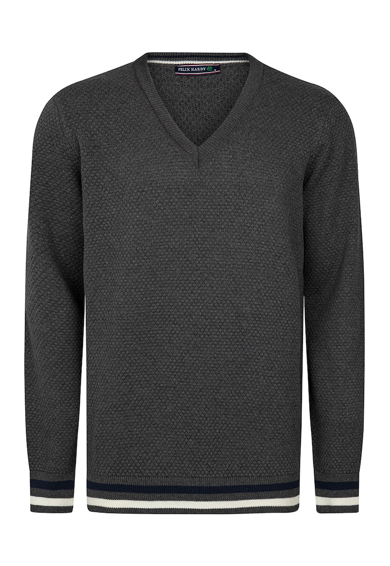 Pulover din bumbac cu decolteu in V