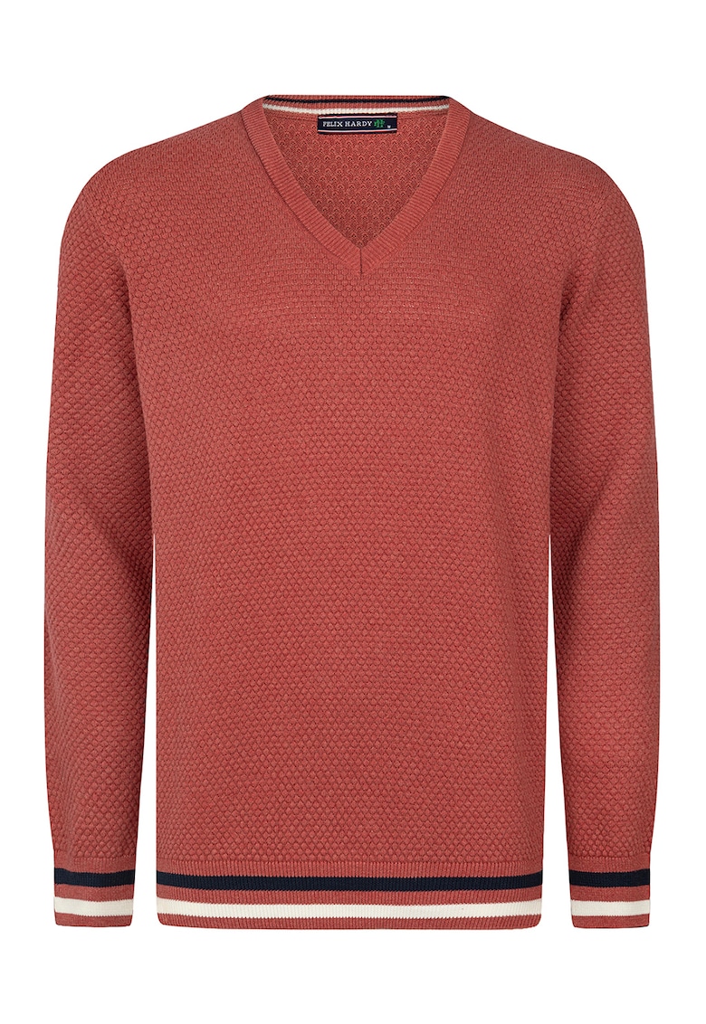 Pulover din bumbac cu decolteu in V