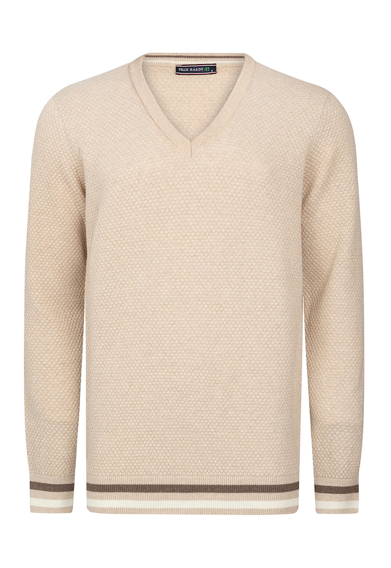 Pulover din bumbac cu decolteu in V