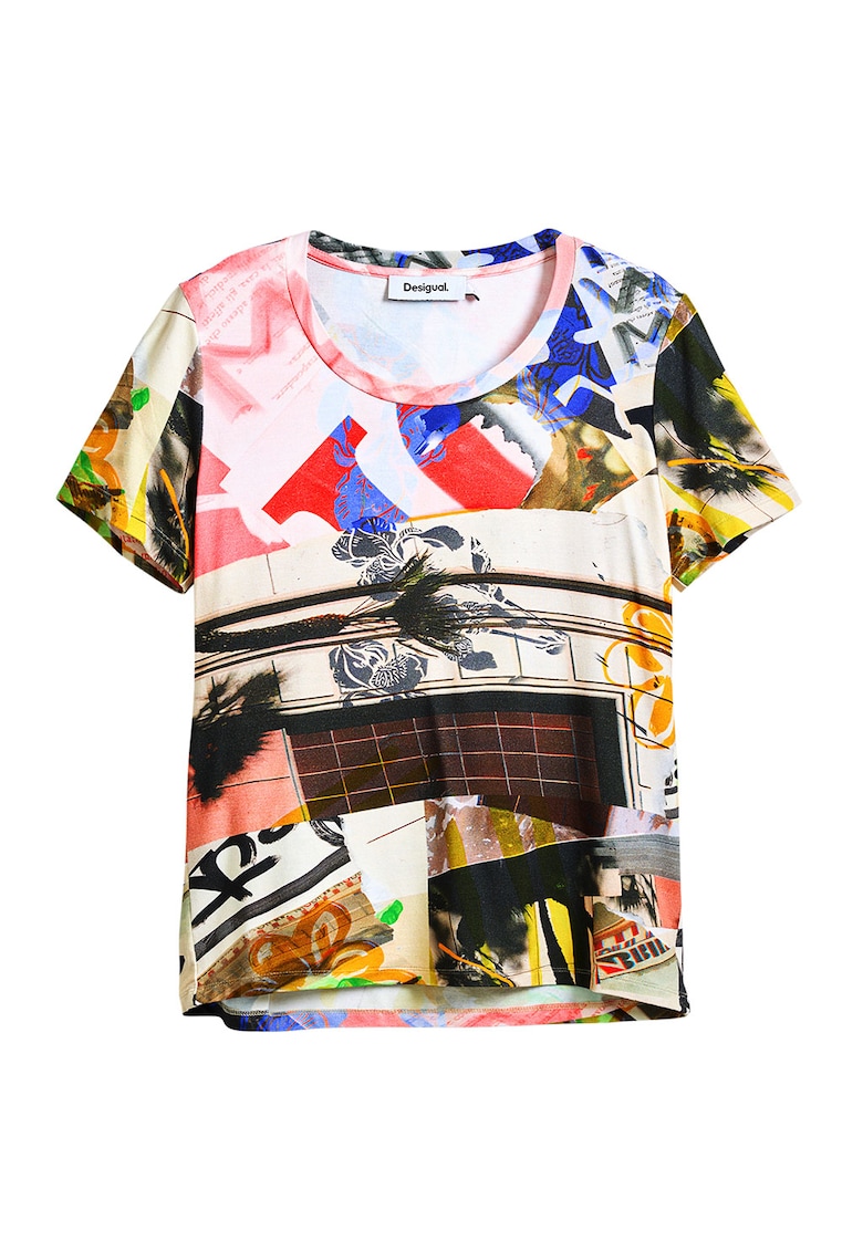 Tricou cu decolteu rotund si imprimeu grafic