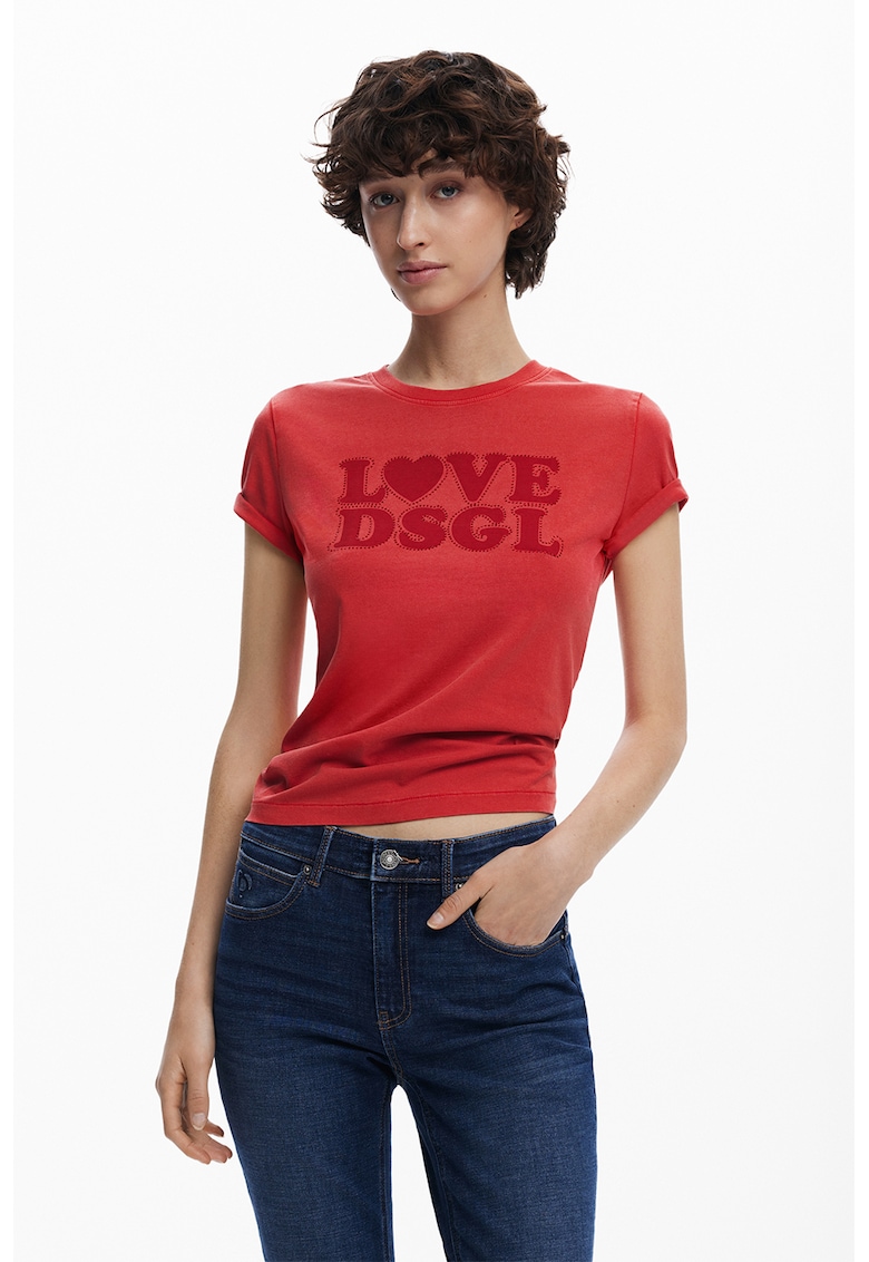 Tricou cu imprimeu si decolteu rotund Tricou cu imprimeu si decolteu rotund