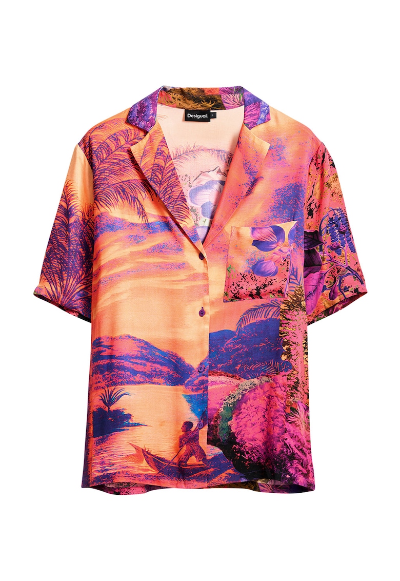 Camasa cu imprimeu si buzunar pe piept