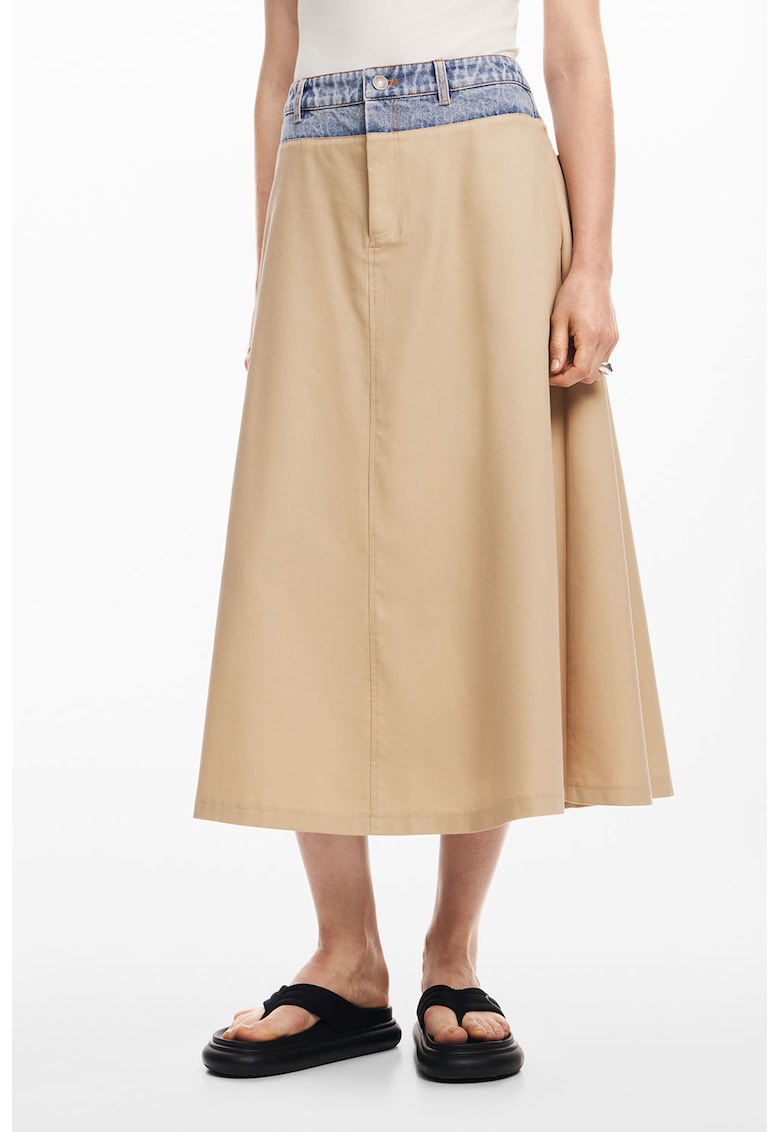 Fusta midi evazata din amestec de bumbac