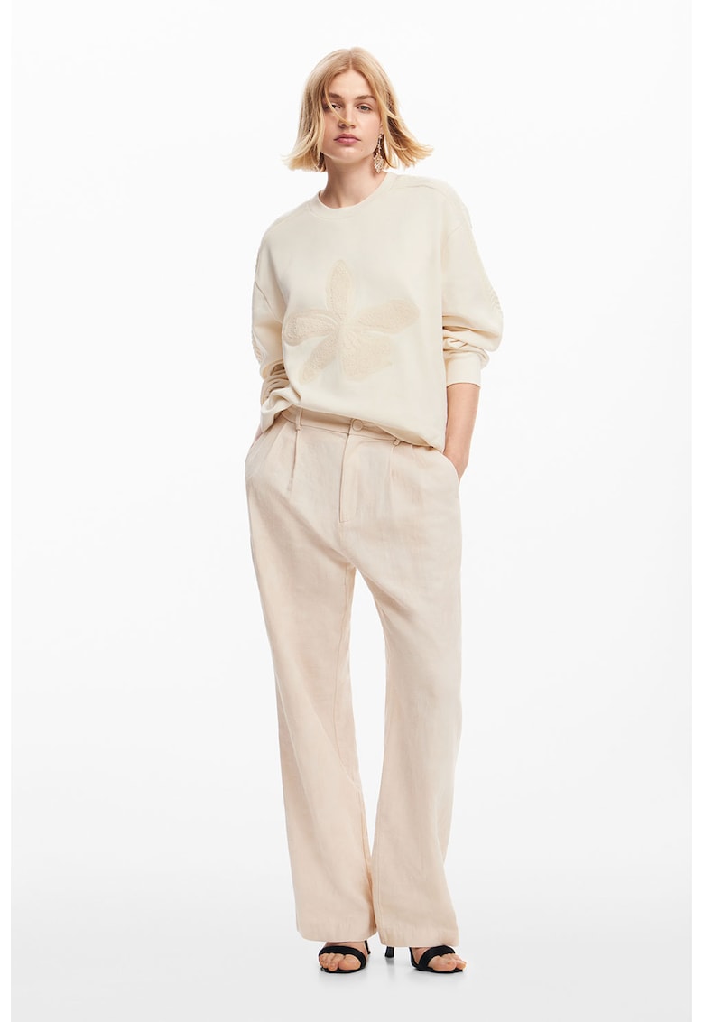 Bluza de trening cu floare texturata