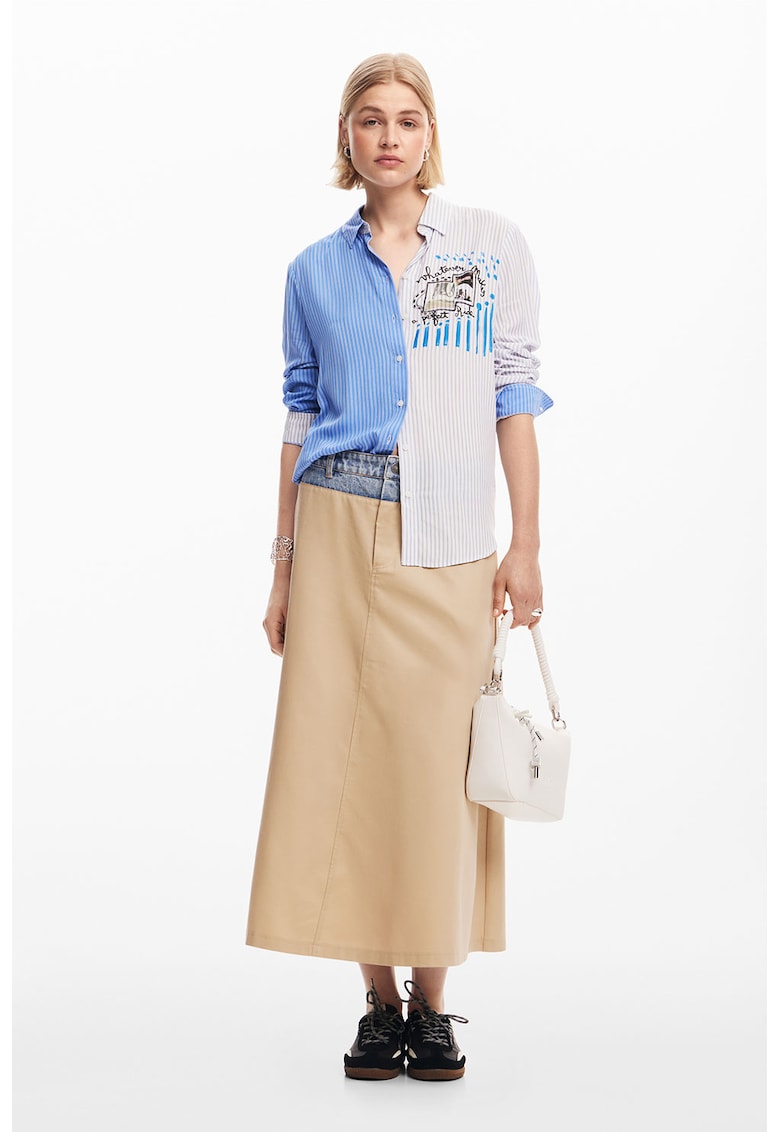 Camasa cu model in doua tonuri si maneci lungi