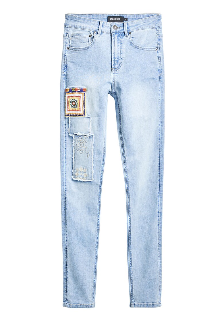 Blugi slim fit cu detalii brodate