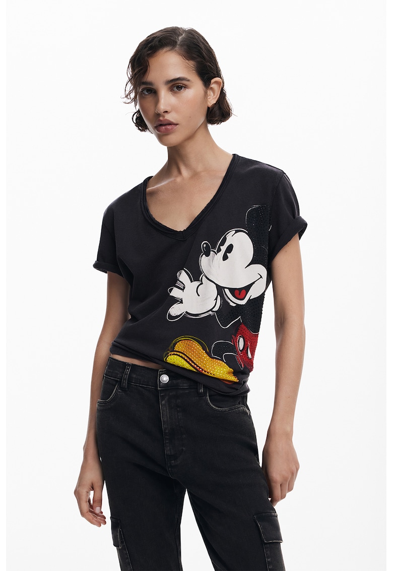 Tricou cu decolteu in V si model cu desene animate