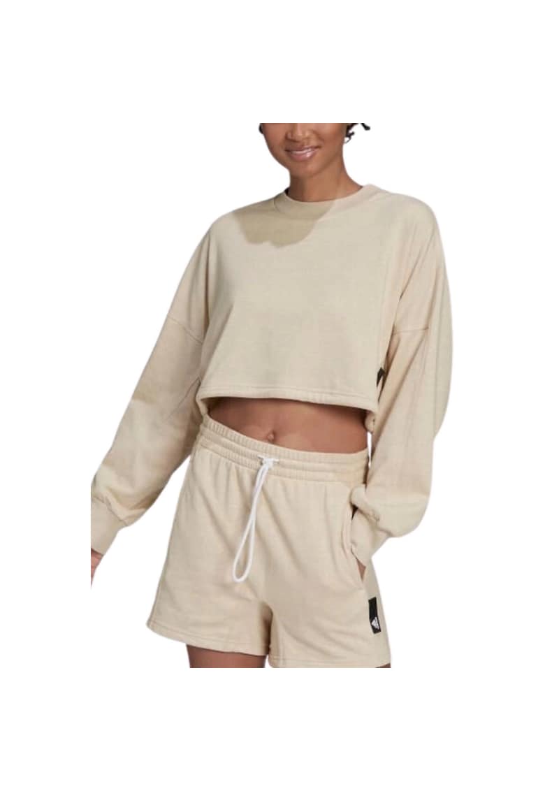 Hanorac scurt dama supradimensionat - bej - bumbac-poliester