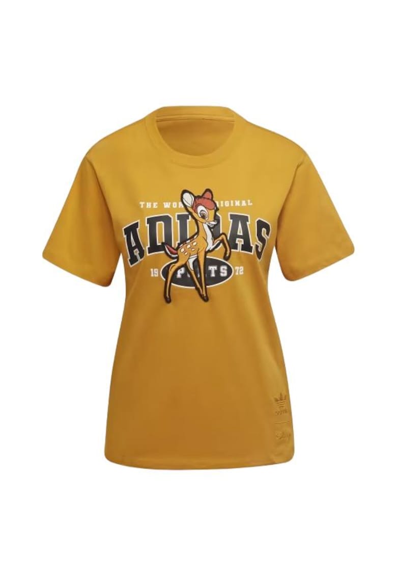 Tricou dama Bumbac - Broderie cu Bambi - Galben -