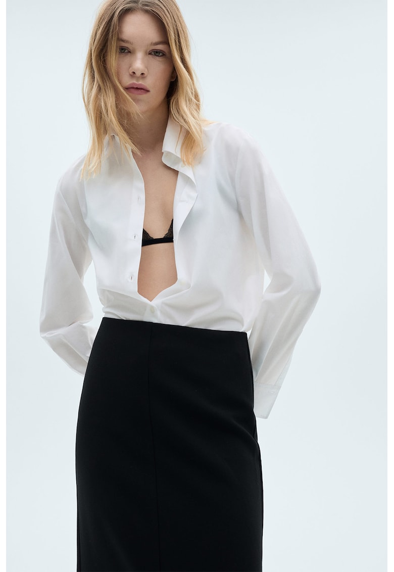 Camasa din amestec de lyocell cu guler ascutit - Alb